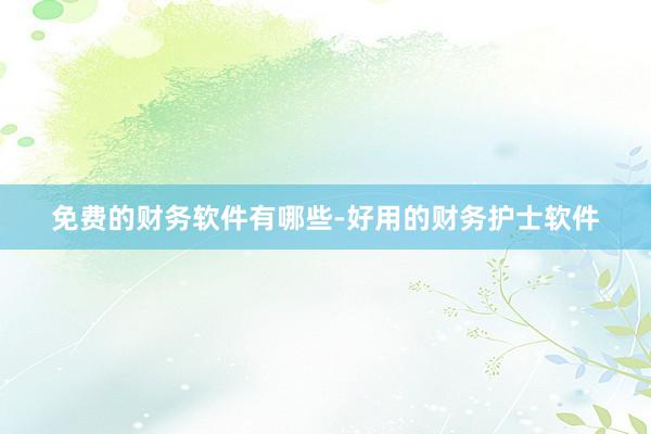 免费的财务软件有哪些-好用的财务护士软件