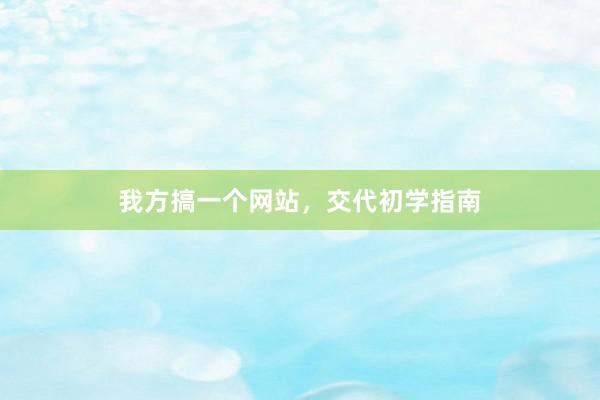 我方搞一个网站，交代初学指南