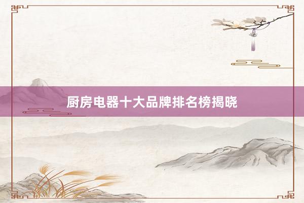 厨房电器十大品牌排名榜揭晓