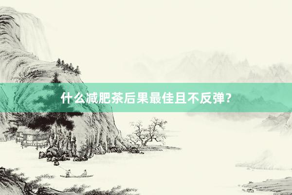 什么减肥茶后果最佳且不反弹？